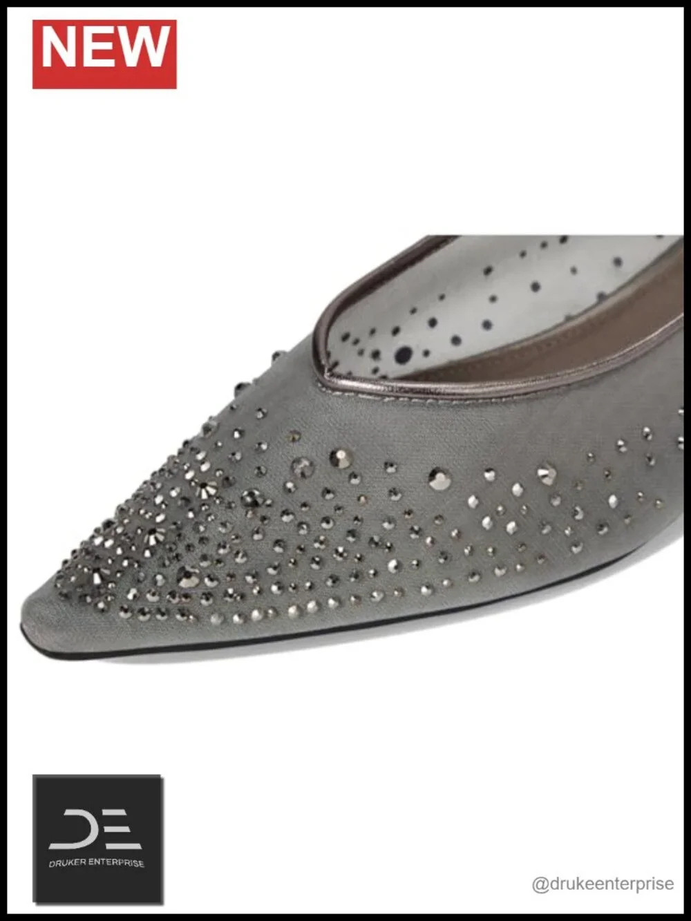 Anne Klein Rhinestone Mesh Slip-On Pointed Toe Block Heels